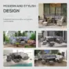 Best 8 Seater Patio wicker Sofa Set ,Outdoor Couch with Table & Cushions, Grey - Image 7
