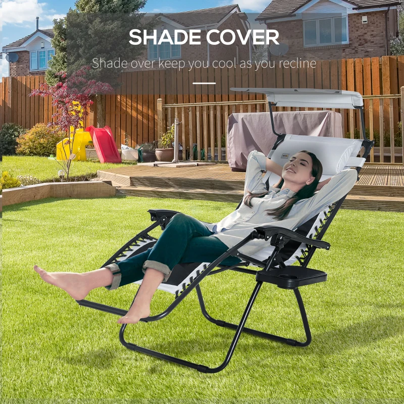 Best Zero Gravity Lounger Chair, Folding Reclining Patio Chair with Shade Cover, Padded Seat, Cup Holder, Soft Cushion and Headrest for Poolside, Camping, Grey - Image 6