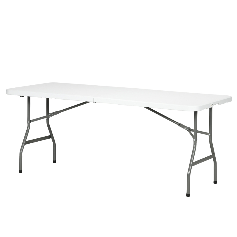 Best 180 x 75cm Folding Garden Table, Outdoor HDPE Picnic Table for 6, Rectangular Patio Table with Metal Frame, White - Image 11