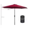 Best 3(m) Tilting Parasol Garden Umbrellas, Outdoor Sun Shade with 8 Ribs, Tilt and Crank Handle for Balcony, Bench, Garden, Wine Red - Image 3
