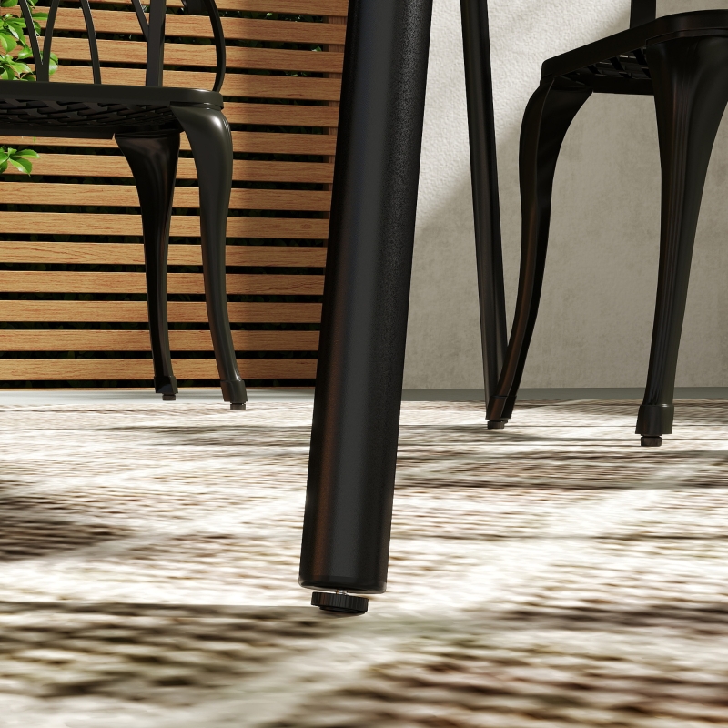 Best Rectangle Garden Table with Slat Top, Steel Frame, Outdoor Table for 6 Person, 150 x 80 x 74 cm, Black - Image 9