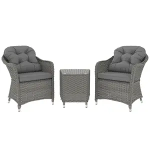 Best Three-Piece Super Padded Rattan Set - Light Grey