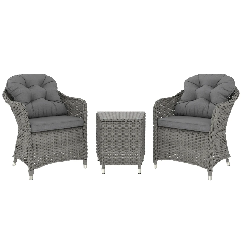 Best Three-Piece Super Padded Rattan Set - Light Grey