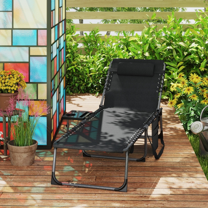 Best Five-Position Reclining Sun Lounger - Black - Image 9