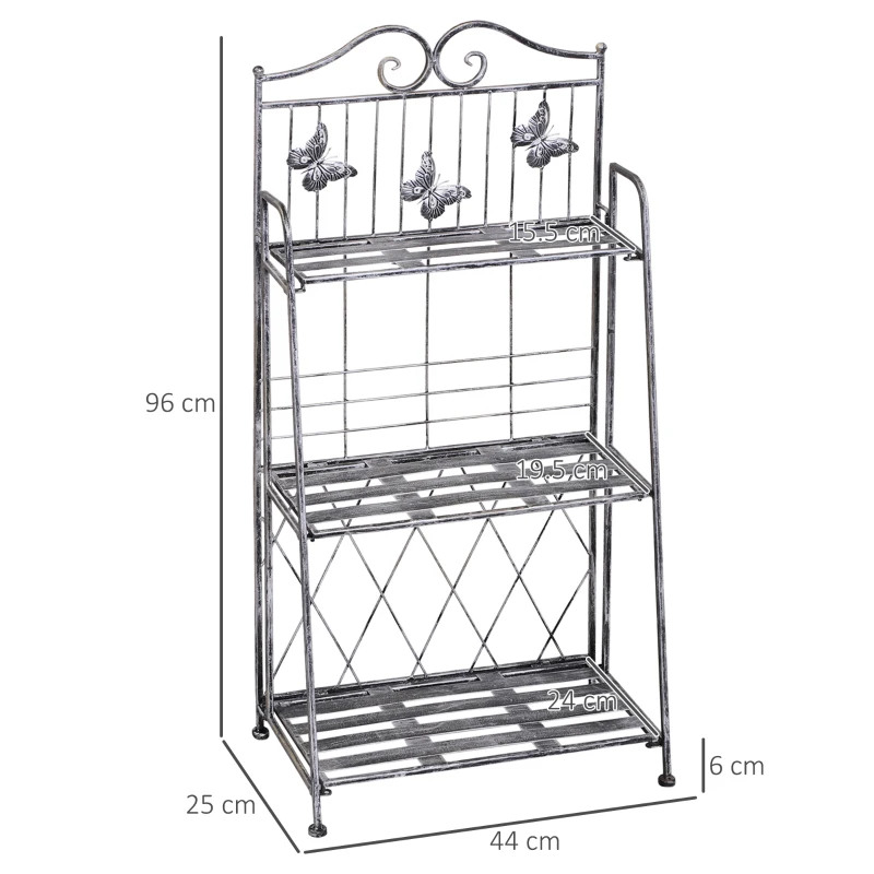 Best Indoor Outdoor Freestanding 3-Tier Garden Plant Stand Metal Flower Display Rack for Potted Plants Balcony Décor 44L x 25W x 96H cm - Image 3