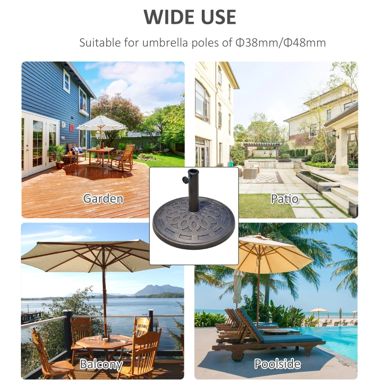 Best 14kg Round Garden Parasol Base Holder Decorative Resin Market Umbrella Stand with Adjustable Coupler, Bronze - Image 6