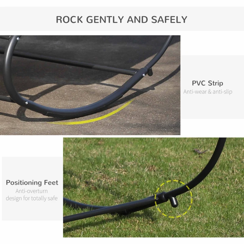 Best Double Sun Lounger, Rocking Lounger Sunbed Daybed with Armrest and Headrest Pillow, for Two, For Outdoor Patio Garden, Cream White - Image 5