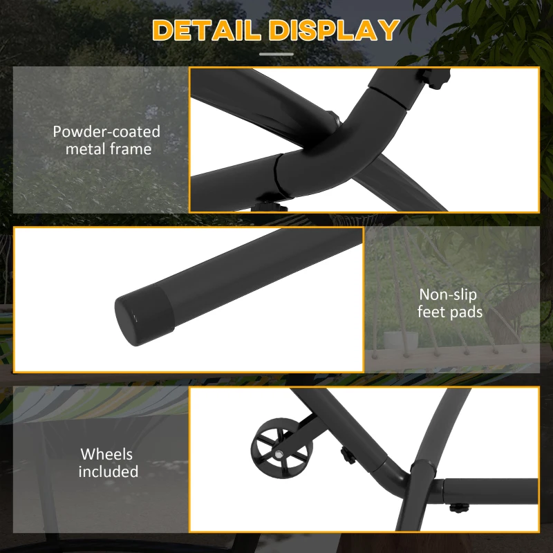 Best 9.5ft Hammock Stand, Portable Hammock with Wheels, Adjustable Hammock Net Stand with Carry Bag, for String-style, Brazilian-style, Flat-style, Rope-style Hammocks, Black - Image 6