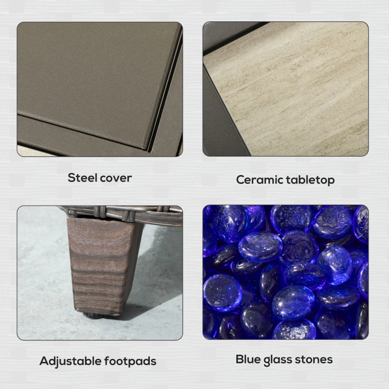 Best 5-Piece Rattan Patio Furniture Set with Gas Fire Pit Table, Loveseat Sofa, Armchairs, Cushions, Pillows, Dark Brown - Image 8