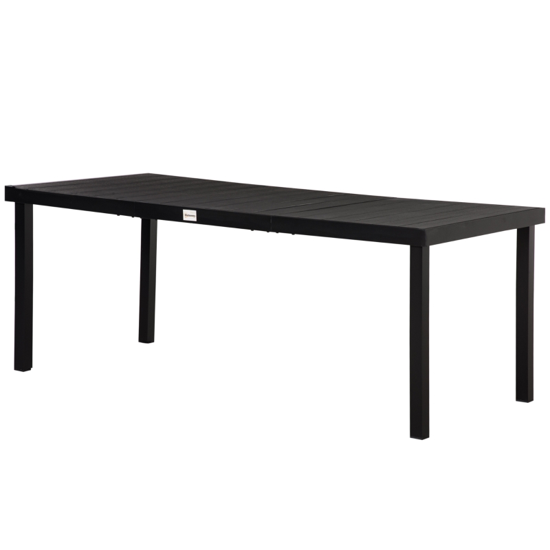 Best Aluminium Outdoor Garden Dining Table for 8 People, Faux Wood Top, for Garden, Patio, 190 x 90 x 74cm, Black - Image 11