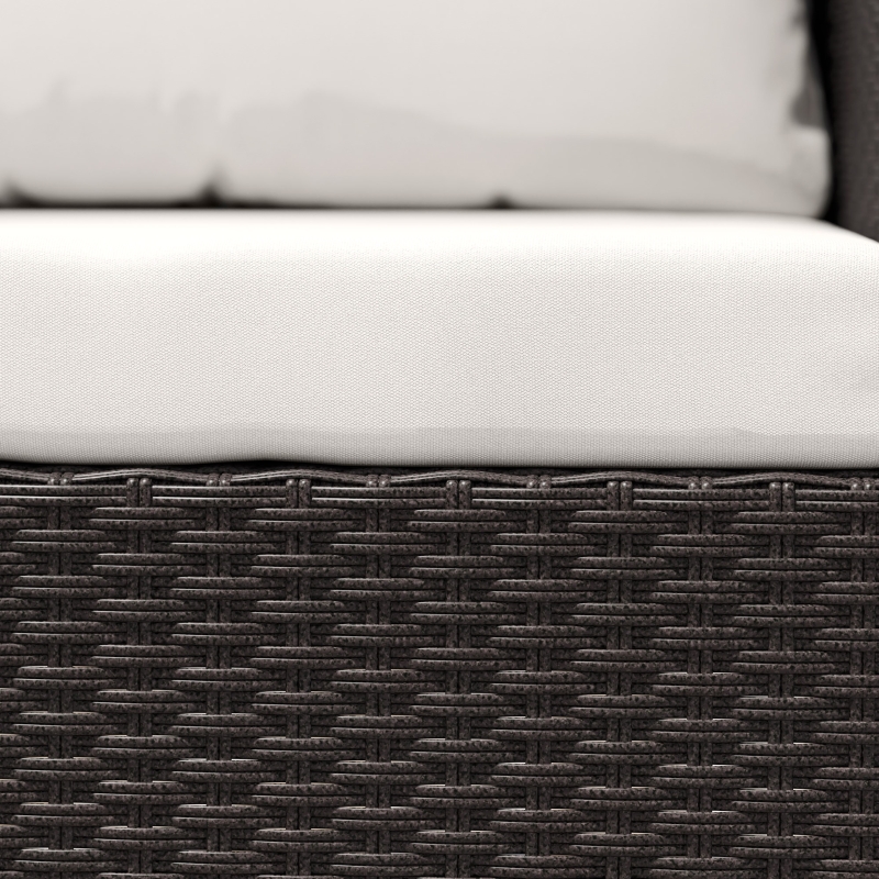 Best 3 Pieces Rattan Bistro Set with 4 Cushions, Wicker Garden Furniture Set, Glass Top Coffee Table and Chairs for Outdoor Patio, Balcony, Terrace and Conservatory, Brown - Image 9