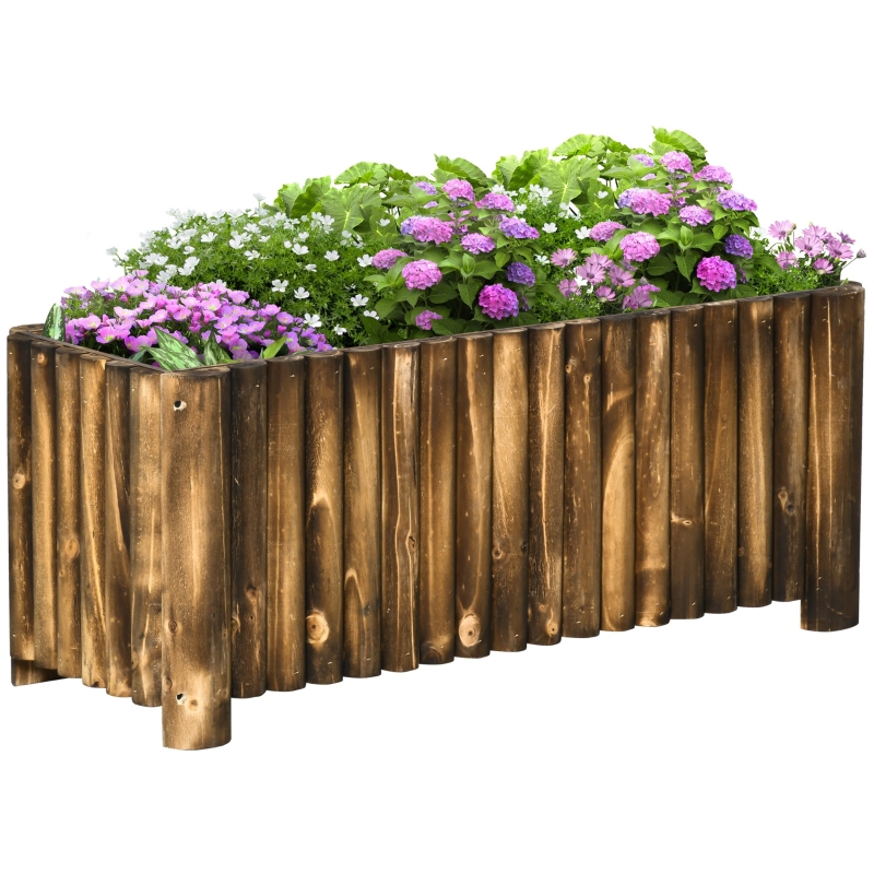Best 100L Raised Flower Bed Wooden Rectangular Planter Container Box Flower Pot Herb Pot 100L x 38.5W x 40H (cm) - Image 10