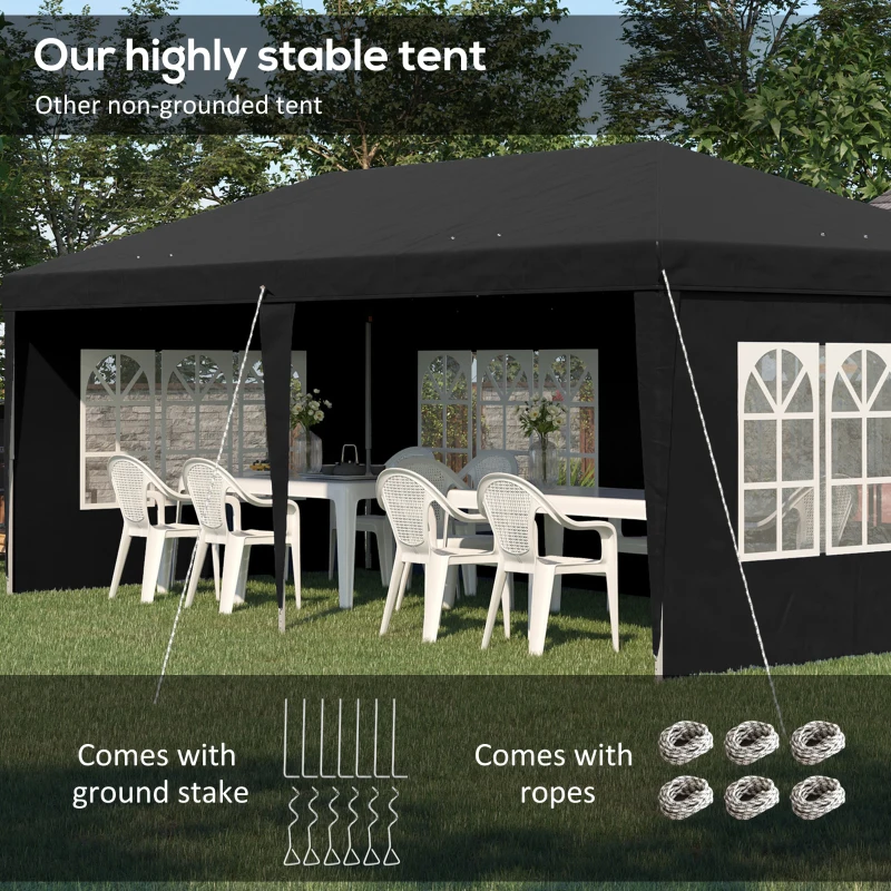 Best 3 x 6m Pop-Up Gazebo, with Removable Walls - Black - Image 5