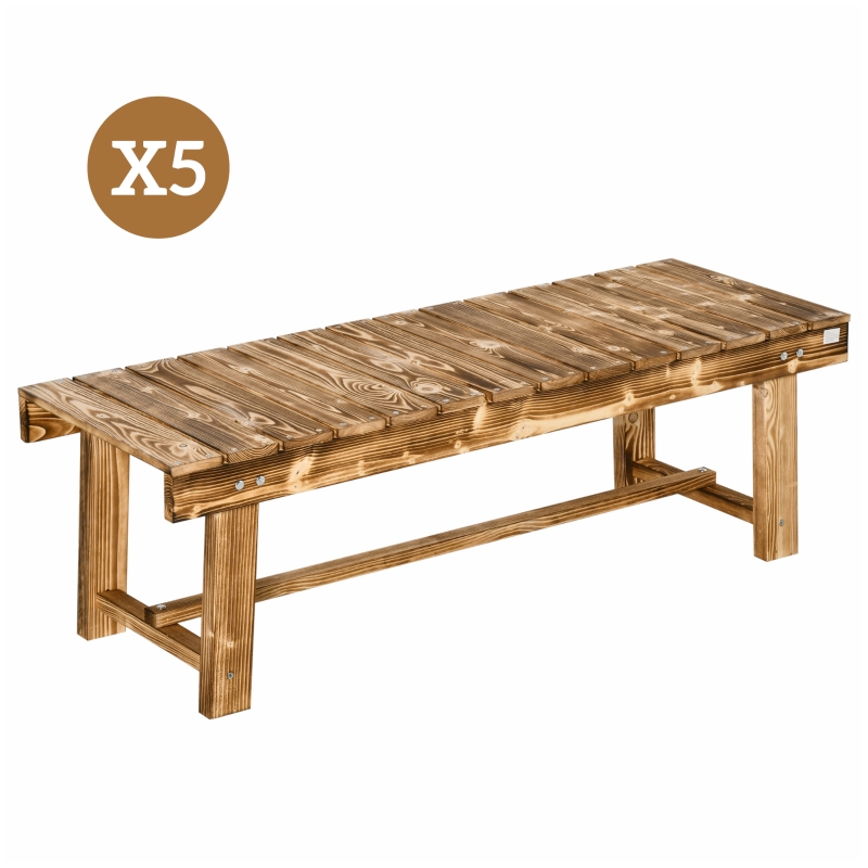 Best 5 Pieces 2-seater Outdoor Indoor Wooden Garden Bench Fir Patio Loveseat, 110L x 38W x 35Hcm, Carbonised - Image 11