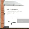 Best 2m Half Parasol Market Umbrella Garden Balcony Parasol with Crank Handle, Base, Double-Sided Canopy, Cream White - Image 4