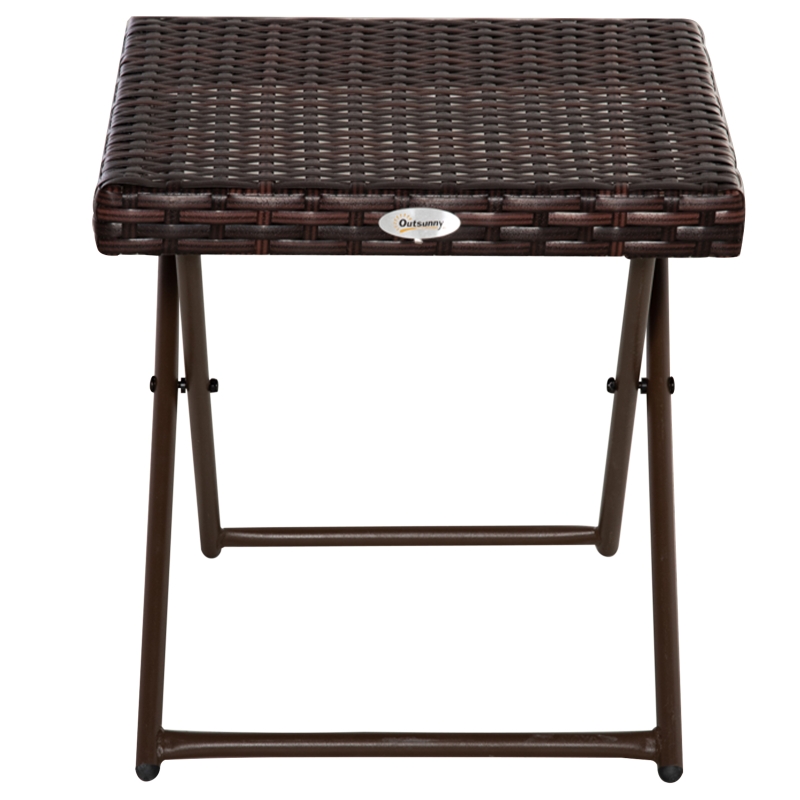 Best Folding Rattan Garden Coffee Table, Small Square Outdoor Bistro Side Table with Rattan Top for Patio, Balcony, Porch, 40 x 40 x 40 cm, Brown - Image 11