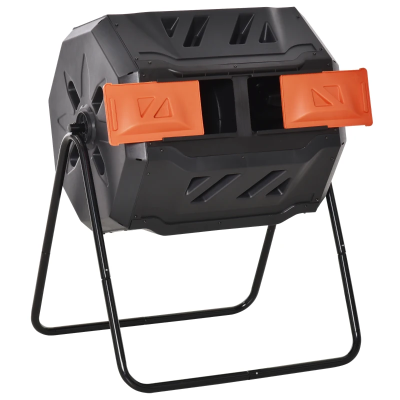 Best 160L 360° Rotating Dual Chamber Composter - Orange