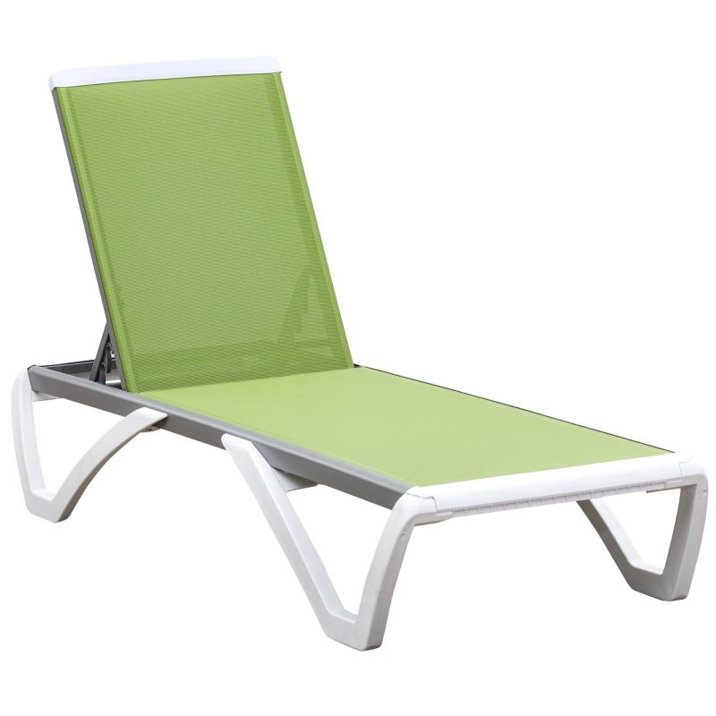 Best Aluminium Frame Sun Lounger, with Adjustable Back - Green - Image 11