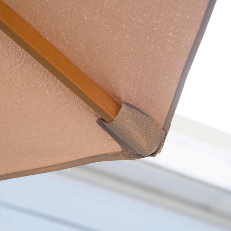 Best 3(m) Garden Umbrella Wooden Parasol 8 Ribs Bamboo Sun Shade Patio Outdoor Umbrella Canopy Khaki - Image 10