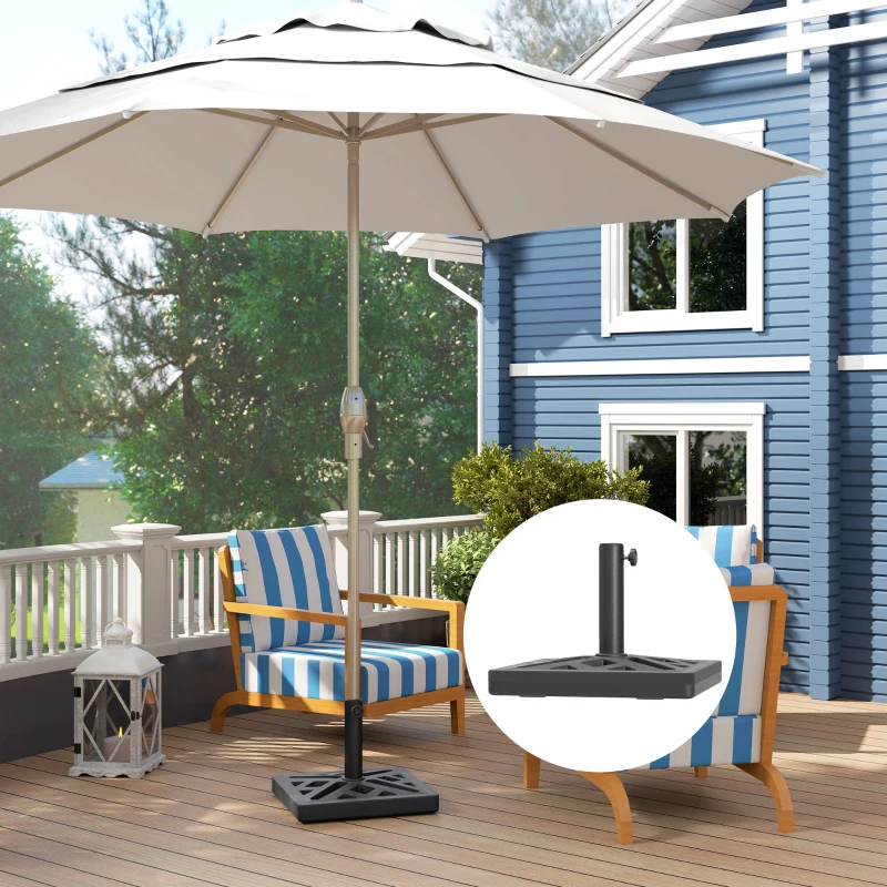 Best Garden Parasol Base, 15kg HDPE Outdoor Umbrella Stand Parasol Stand with Cut-Out Design, Sun Umbrella Base for 32, 38, 48 mm Poles, Black - Image 2