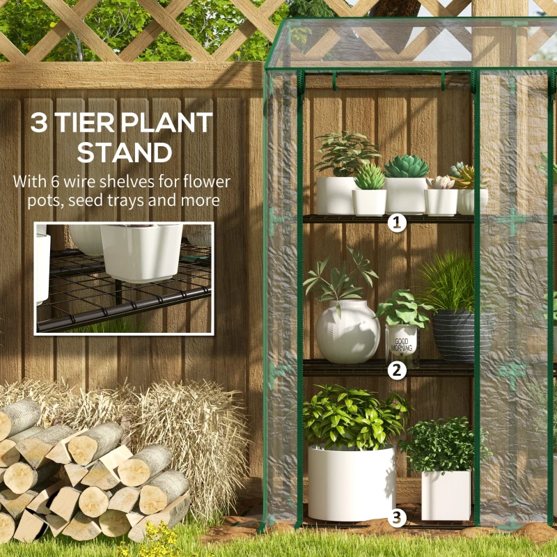 Best 46 x 143cm Mini Lean-To Greenhouse, with Three Inner Shelves - Image 5