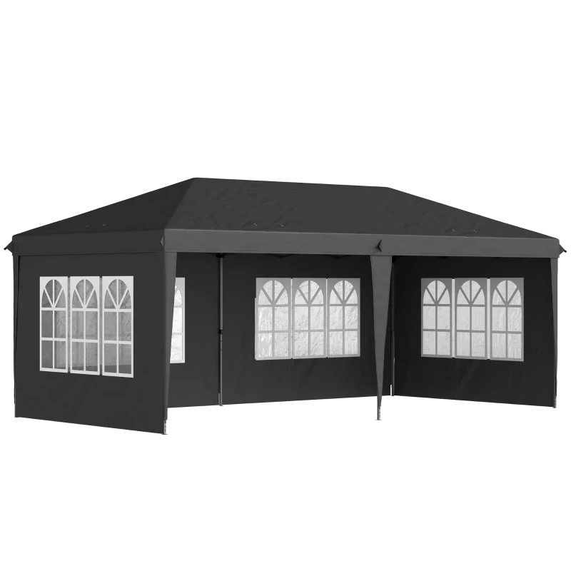 Best 3 x 6m Pop-Up Gazebo, with Removable Walls - Black