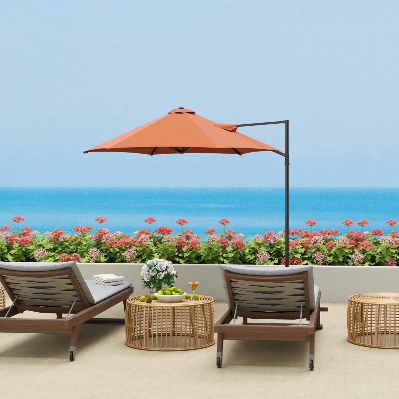 Best 2.5m Rotating Cantilever Parasol - Orange - Image 10