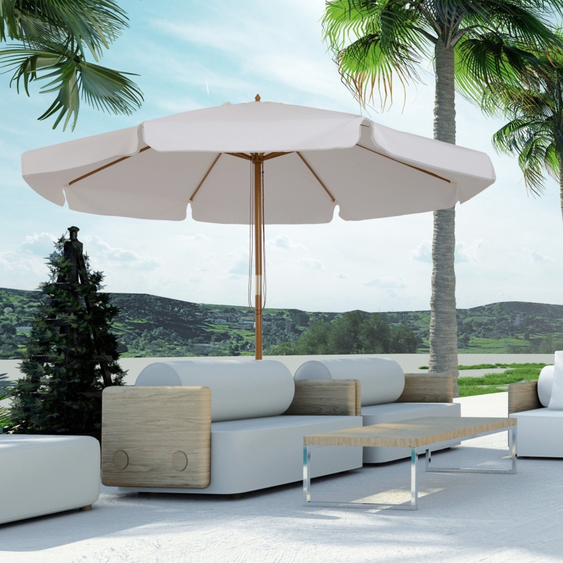 Best 3.3m Elegant Wooden Parasol - Cream - Image 10