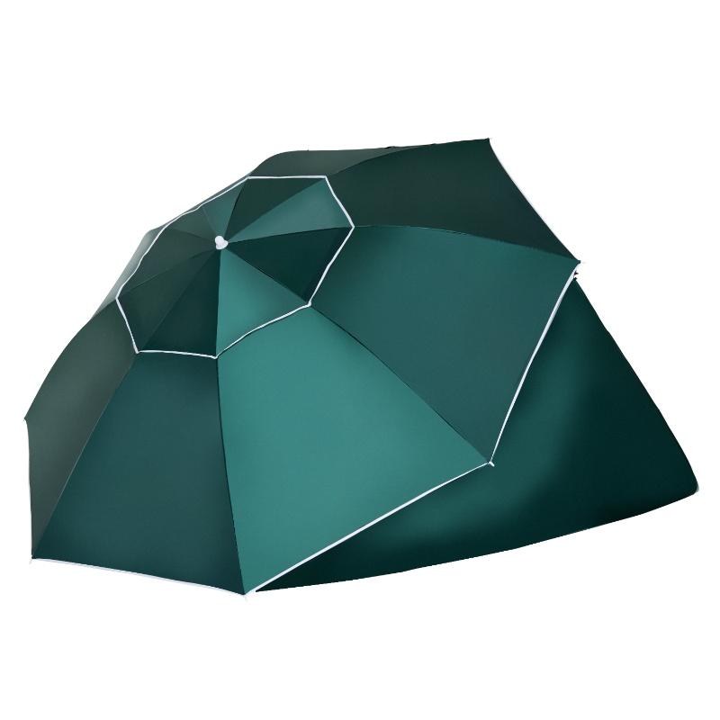 Best 2m UV Protection Fishing Beach Umbrella Brolly Shelter w/ Side Panel Tent Green - Image 14