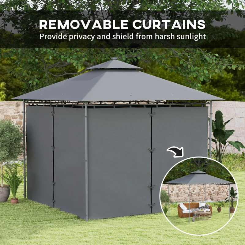 Best 3 x 3 m Solar LED Metal Gazebo - Dark Grey - Image 6