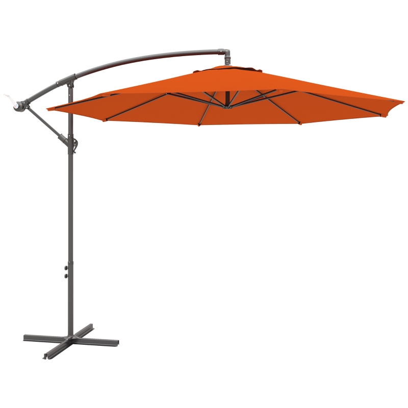 Best 2.45m Overhanging Cantilever Parasol, with Cross Base - Orange - Image 11