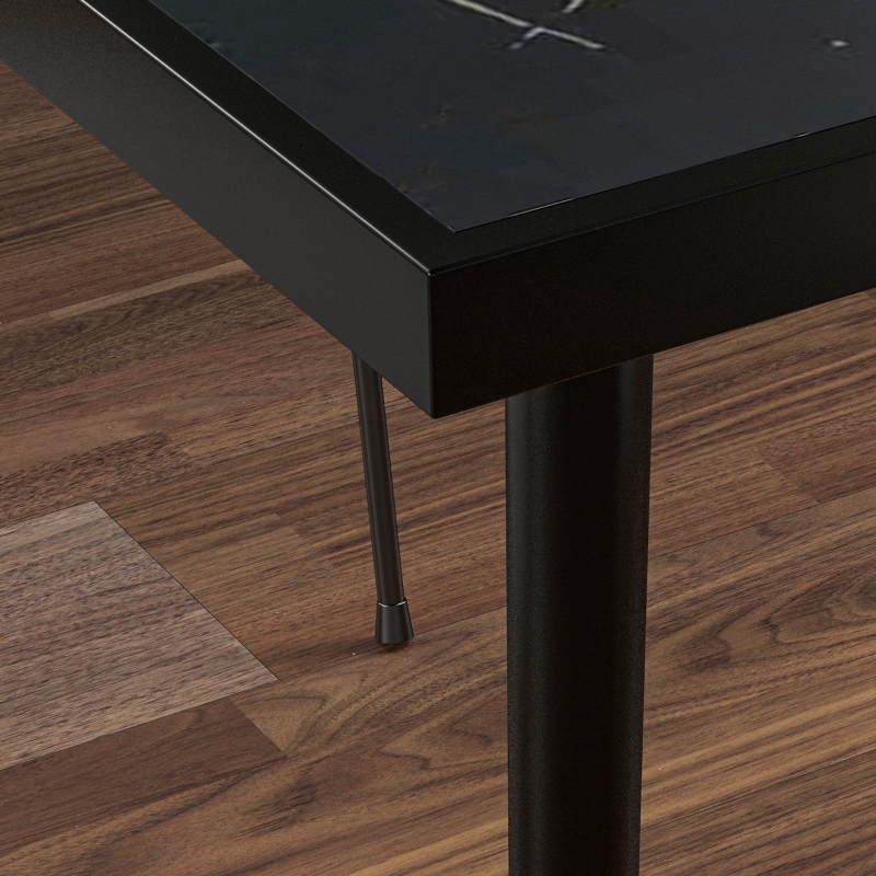 Best Square Garden Table, Outdoor Dining Table for 4 with Marble Effect Tempered Glass Top and Steel Frame for Patio, Black - Image 9