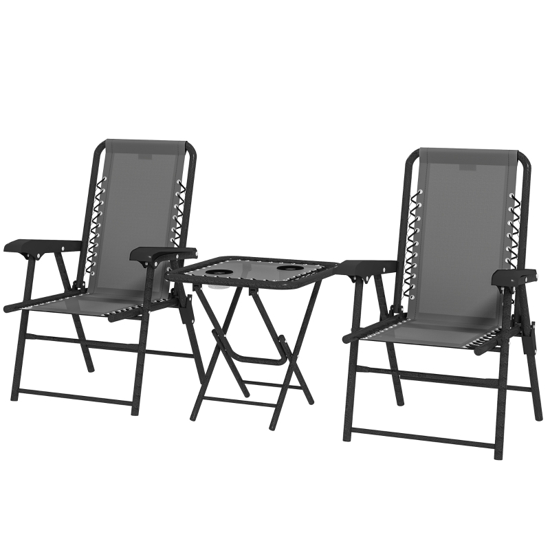 Best Three-Piece Garden Table and Chair Set - Dark Grey - Image 11