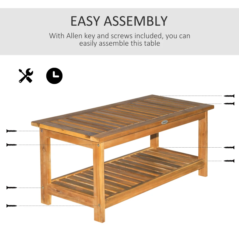Best 45 x 90cm Acacia Wood Two-Tier Garden Table - Image 4
