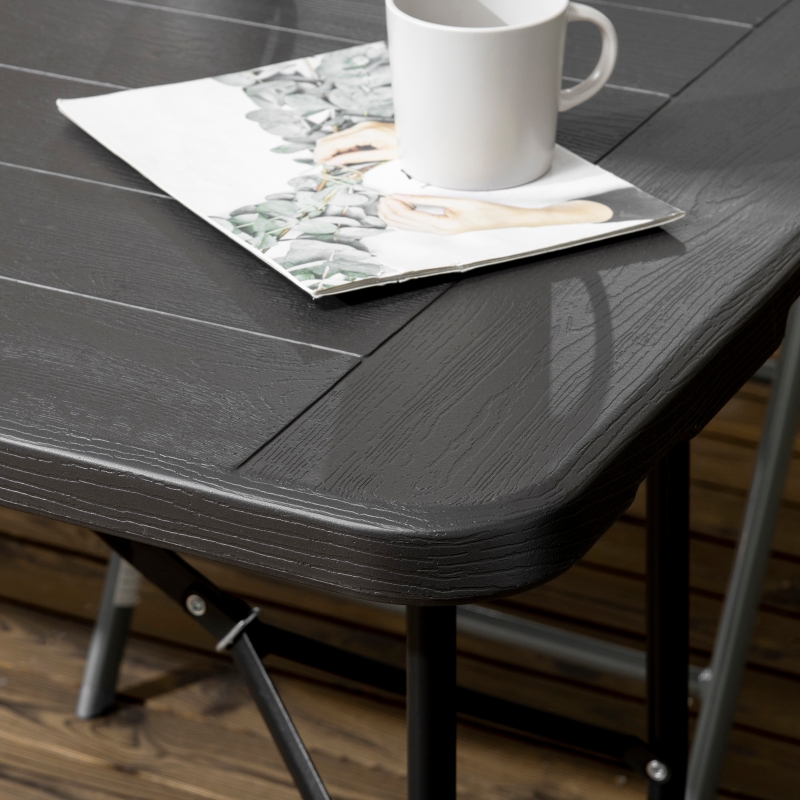 Best Folding Garden Dining Table for 6, Rectangular Outdoor Dining Table with HDPE Tabletop, Foldable Garden Table with Steel Frame for Balcony, Porch, Charcoal Grey - Image 9