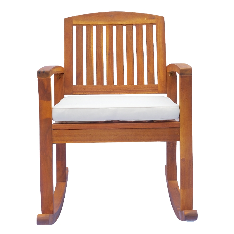 Best Garden Acacia Wood Rocking Chair Deck Indoor Outdoor Porch Seat Rocker with Cushion - Image 11