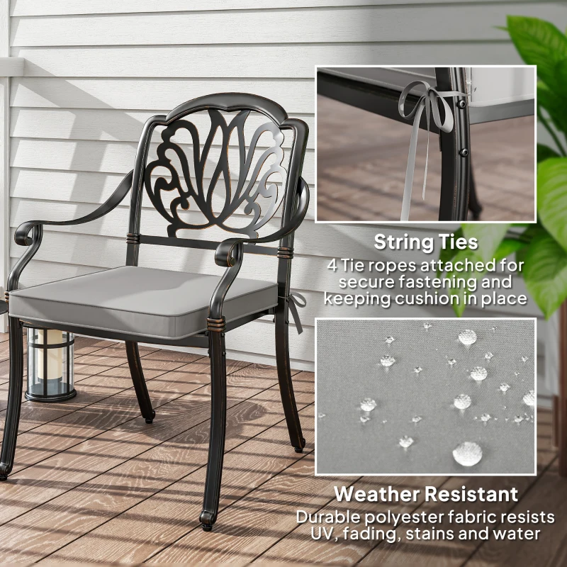 Best Set of 2 Garden Chair Cushions - Light Grey - Image 5