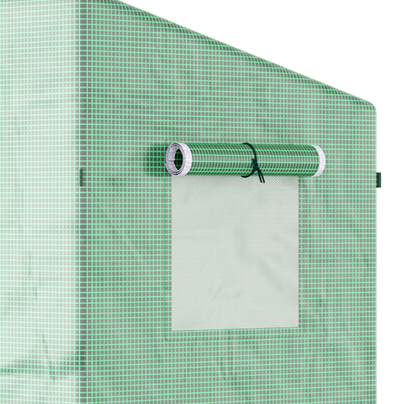 Best Small Walk-in Garden Greenhouse with Steel Frame, Large Roll-up Door and Windows, 200Lx76Wx168Hcm, Green - Image 10