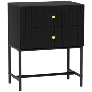Best Elegant Two-Drawer Bedside Table - Black