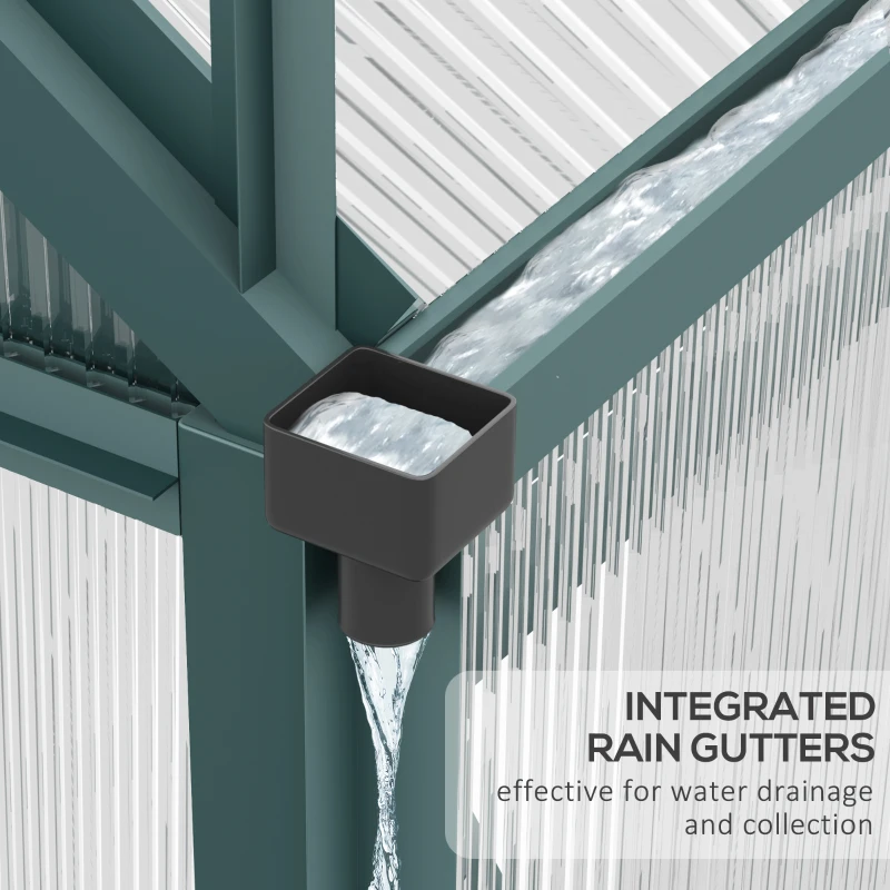 Best 6 x 10ft Polycarbonate Greenhouse, Large Walk-In Green House with Slide Door and Window, Garden Plants Grow House with Aluminium Frame and Foundation, Dark Green - Image 7