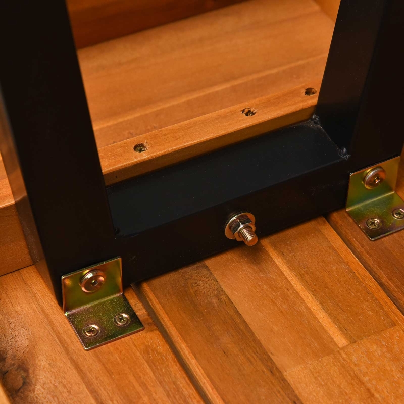 Best Garden 3 Pieces Acacia Wood Picnic Table and 2 Benches Set Dining Trestle Beer Table Patio Outdoor Indoor Furniture - Image 9