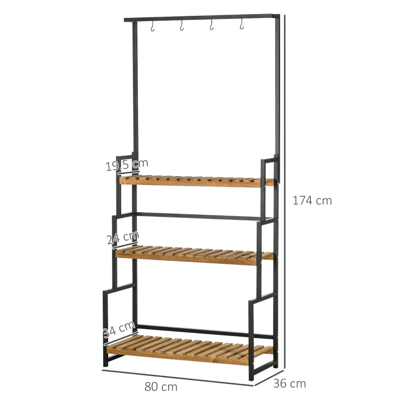 Best 3 Tiered Plant Stand with Hanging Hooks, Flower Rack Shelf for Indoor Outdoor Porch Balcony Living Room Bedroom - Image 3