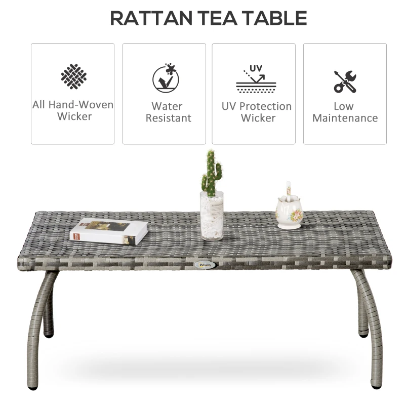 Best PE Wicker Rattan Garden Coffee Table - Mixed Grey - Image 4