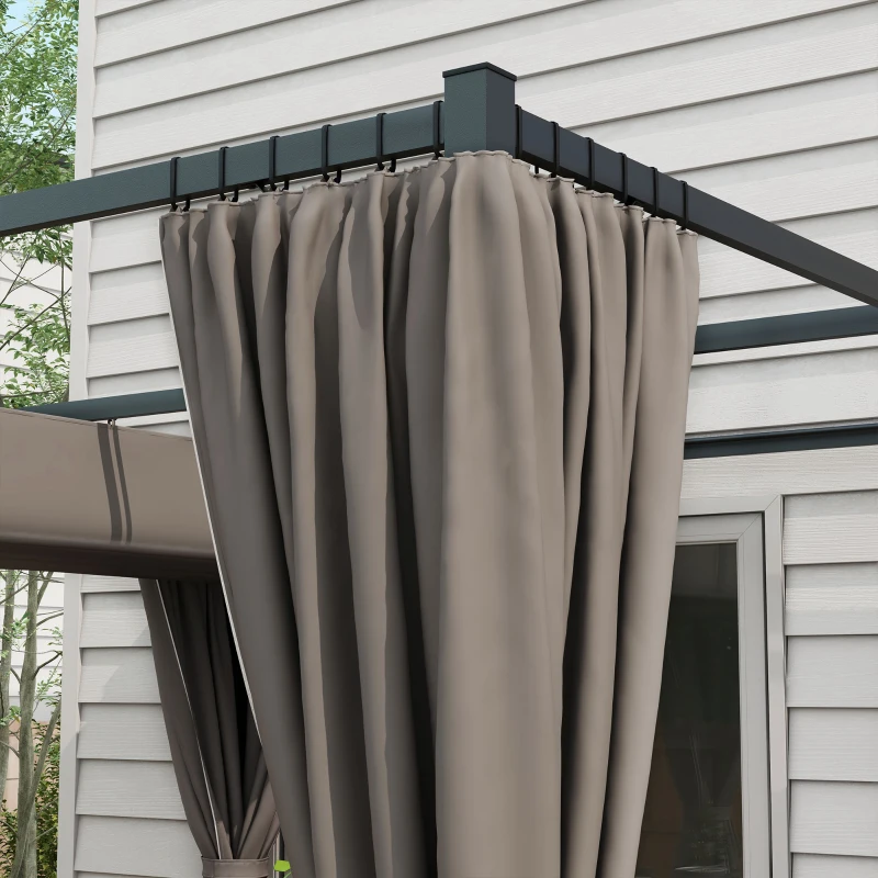 Best 3 x 3m Moving Canopy Metal Pergola, with Curtains - Grey - Image 8