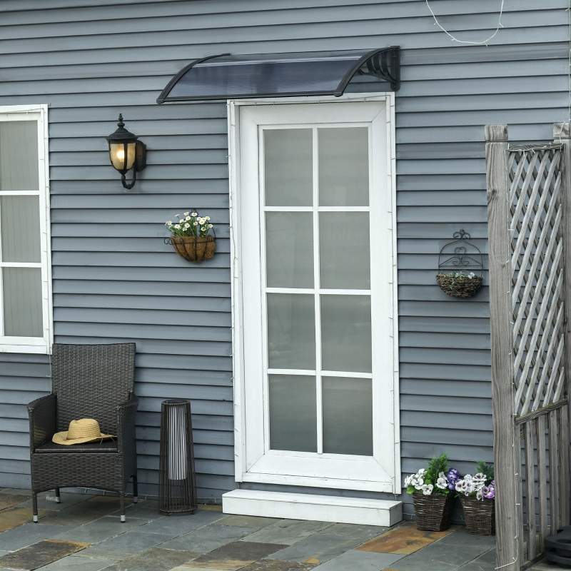 Best Door Canopy Awning Outdoor Window Rain Shelter Cover for Front/Back Door Porch Black 100 x 75cm - Image 10