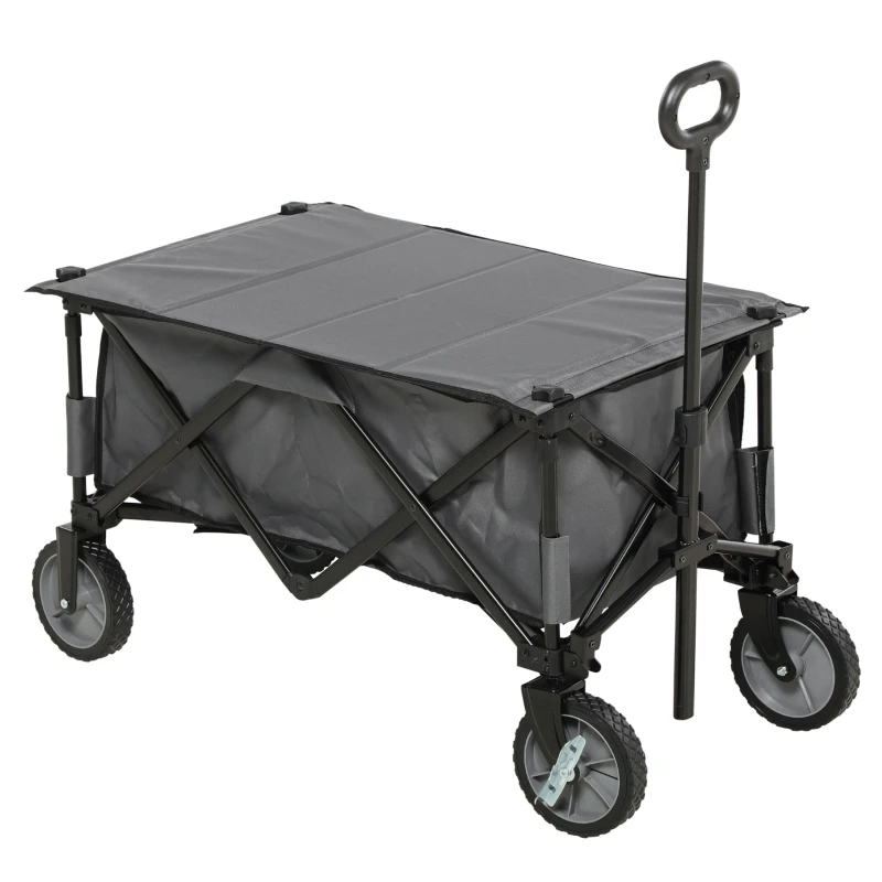 Best Garden Trolley, Cargo Traile on Wheels, Folding Collapsible Camping Trolley, Outdoor Utility Wagon, Dark Grey