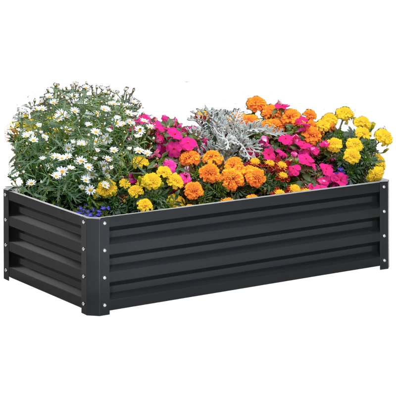 Best Raised Beds for Garden, Galvanized Outdoor Planters, for Herbs and Vegetables, Use for Patio, Backyard, Balcony, Grey