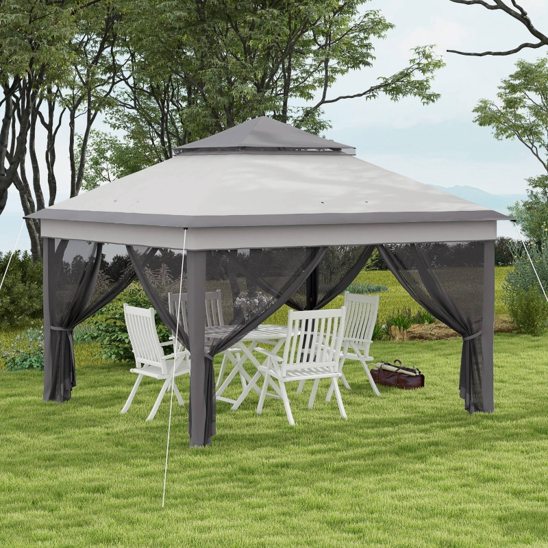 Best 3 x 3(m) Pop Up Gazebo, Height Adjustable Instant Event Shelter with Netting and Carrying Bag, Grey - Image 10