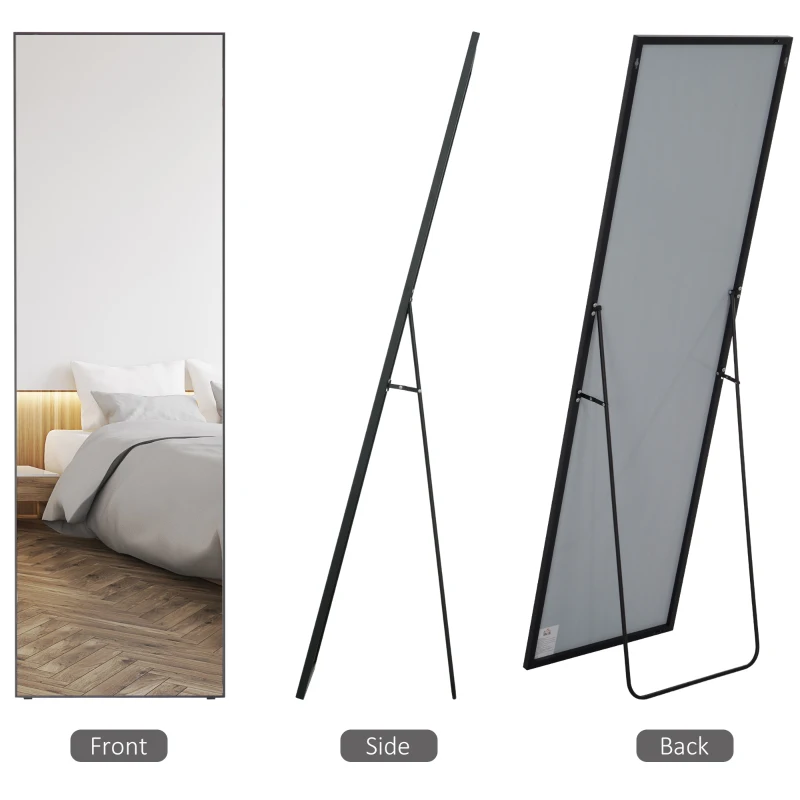Best Full Length Dressing Mirror, Floor Standing or Wall Hanging, Aluminium Alloy Framed Full Body Mirror for Bedroom, Living Room, 50 x 161.5cm, Black - Image 4
