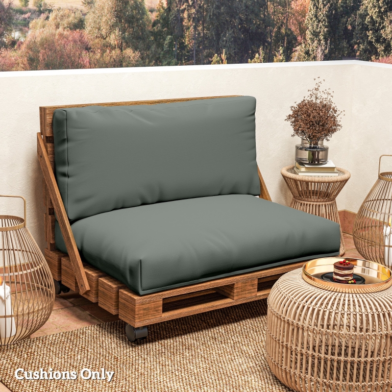 Best 2 Seater Pallet Furniture Cushions Pallet Cushions, UPF20+ 220gsm Fabric, 20 cm Thick Outdoor Seat Pads, Charcoal Grey - Image 10